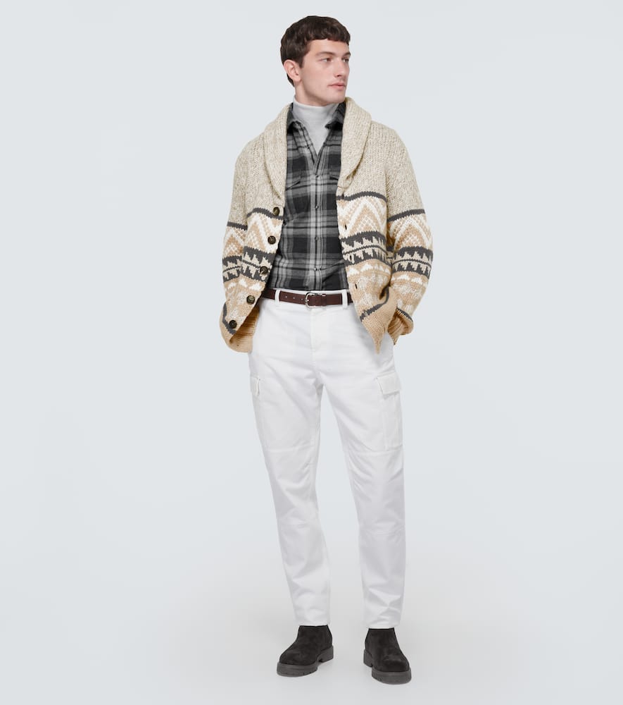 Brunello Cucinelli Cotton Gabardine Cargo Pants In White