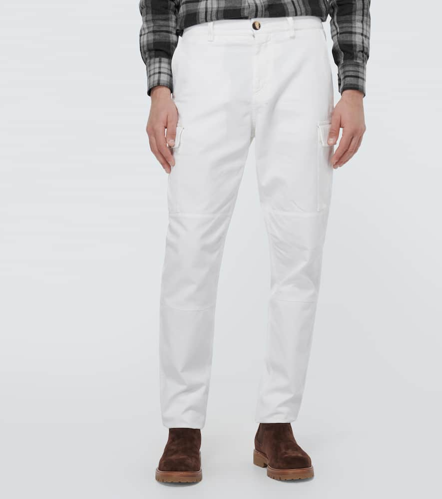 Shop Brunello Cucinelli Cotton Gabardine Cargo Pants In White