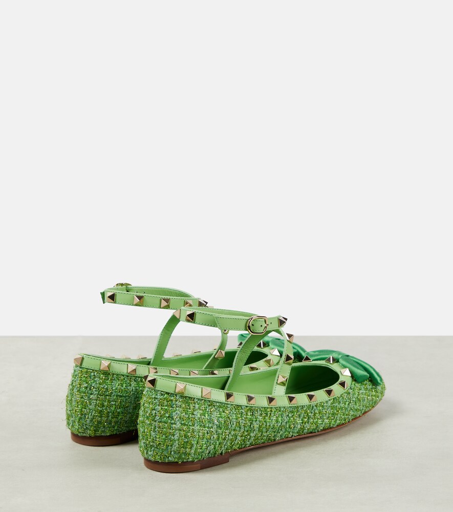  Valentino Garavani Valentino Garavani Ballerinas Rockstud Aus Bouclé Mit Leder 