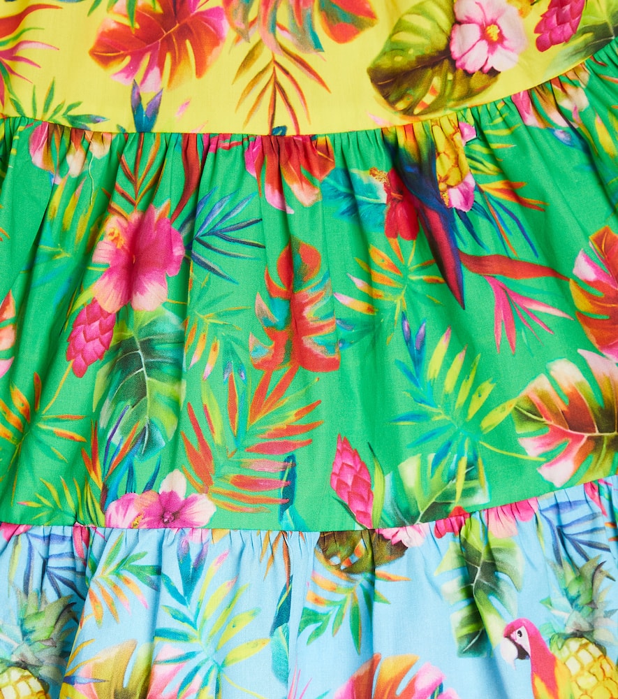 Patachou Printed Tiered Cotton Dress In Multicoloured