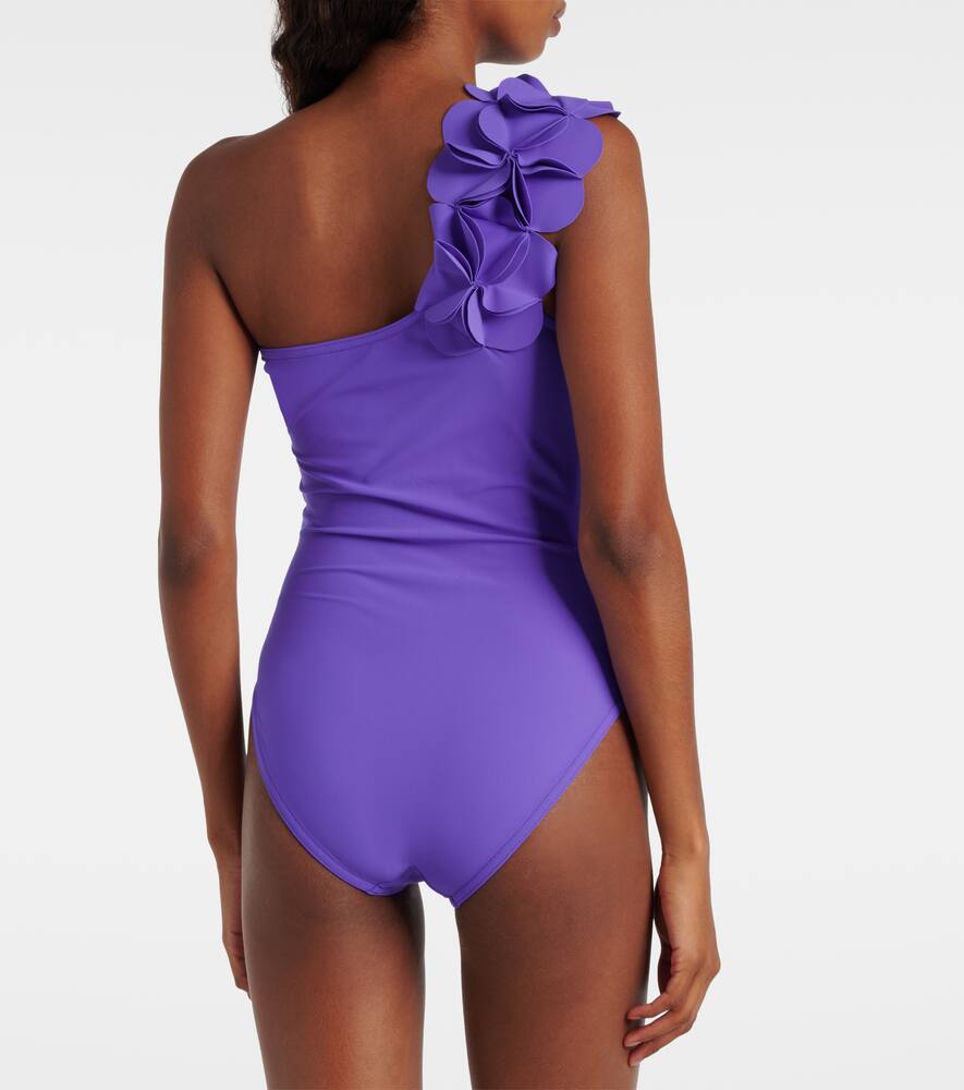 Karla Colletto Tess Floral-appliqué Swimsuit In Ultra Violet