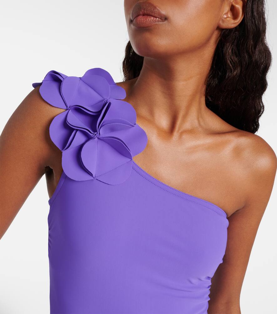 Karla Colletto Tess Floral-appliqué Swimsuit In Ultra Violet