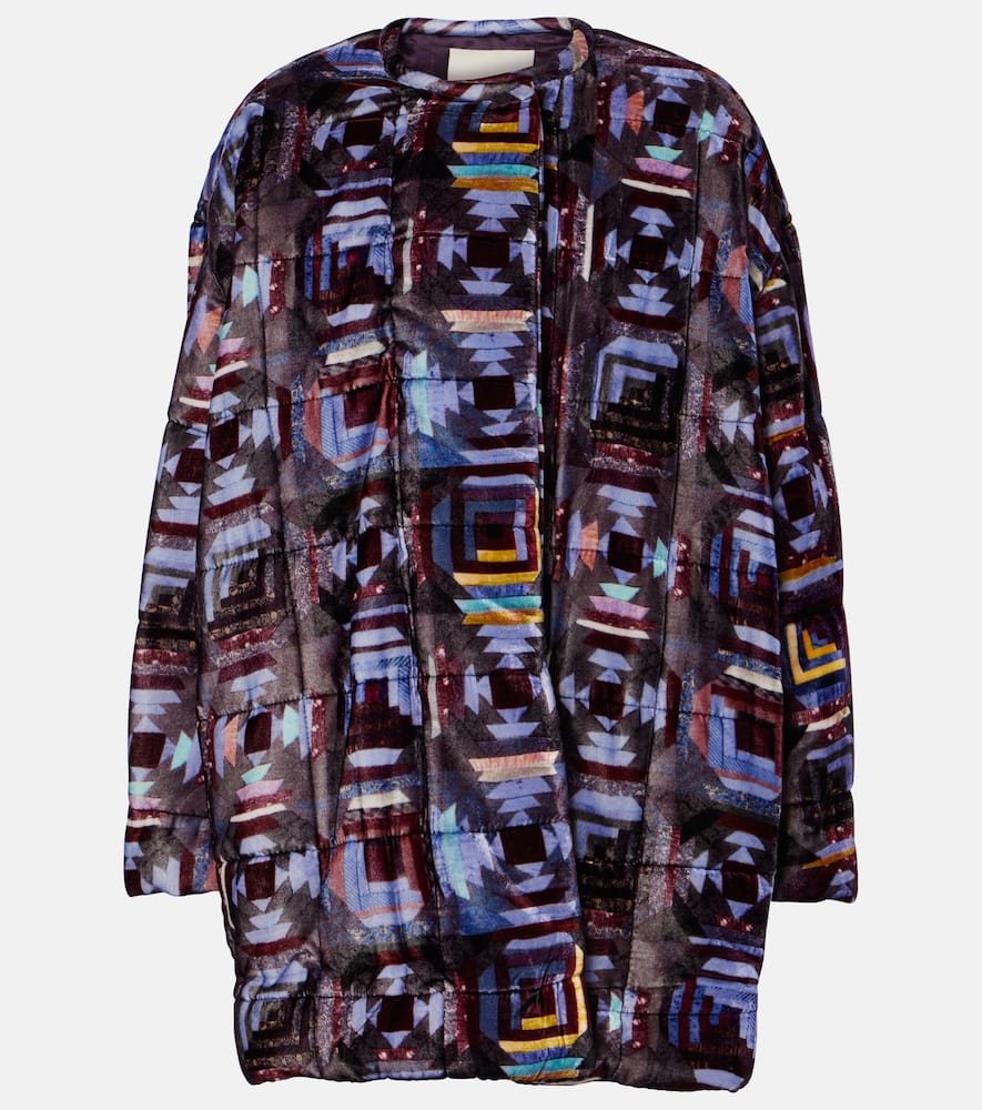 Isabel Marant Doriane Printed Puffer Coat In Purple