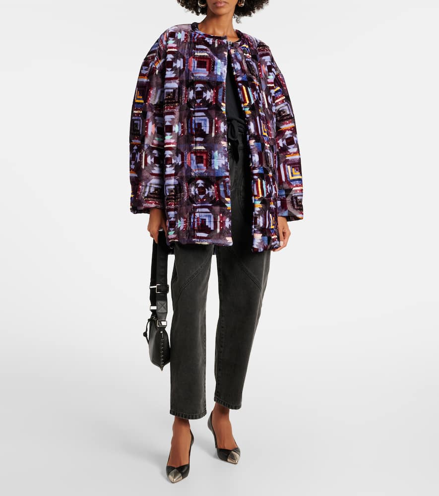 Isabel Marant Doriane Printed Puffer Coat In Purple