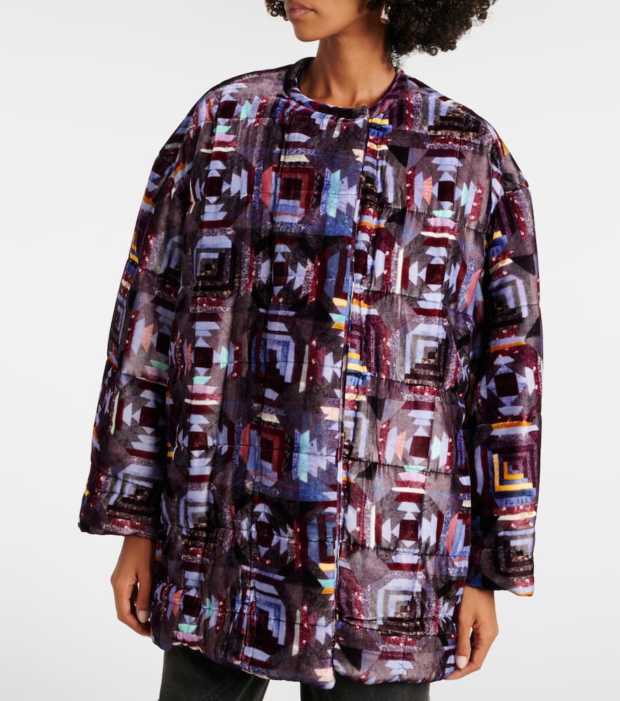 Isabel Marant Doriane Printed Puffer Coat In Purple