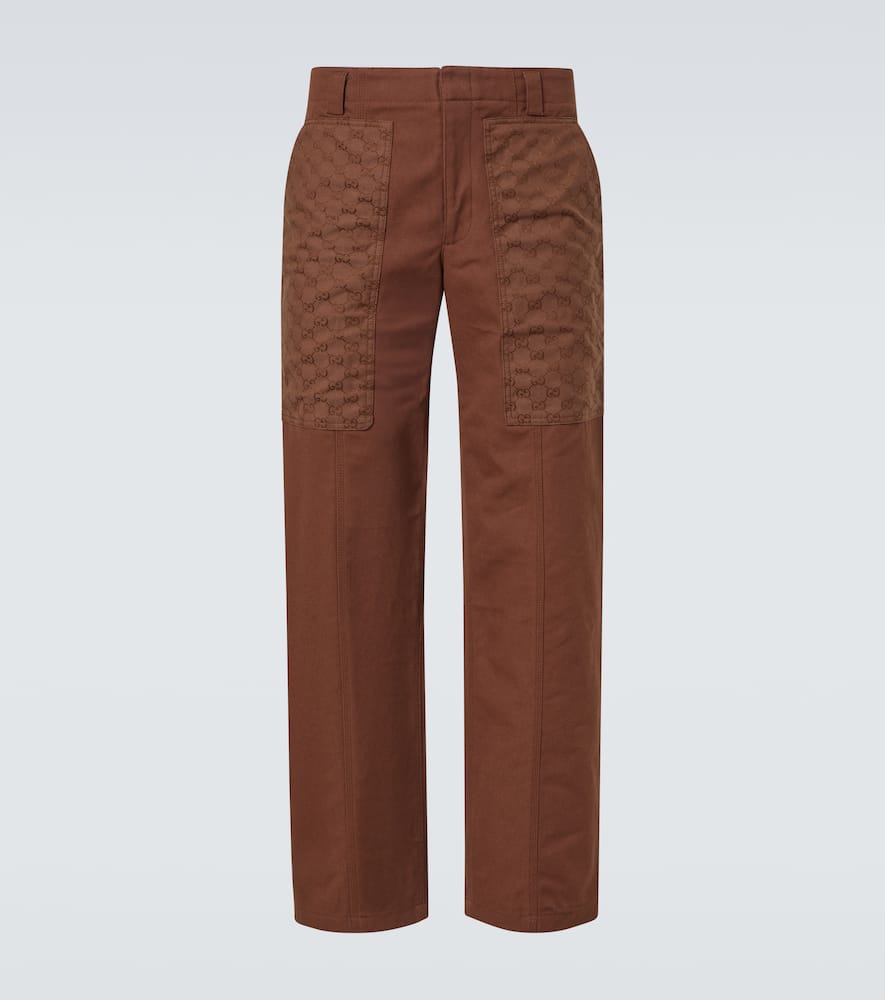 GG cotton canvas wide-leg pants
