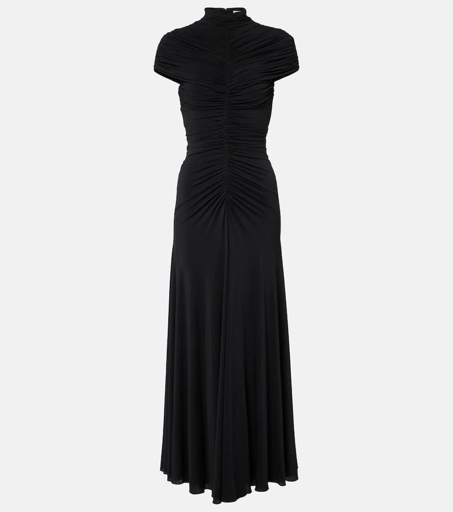Alaïa Womens Alaia Gathered Sleeveless Stretch-woven Maxi Dress In Black