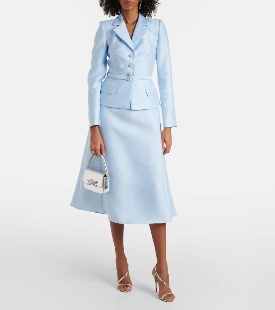 Self-portrait Midi Taffeta Dress In Blue