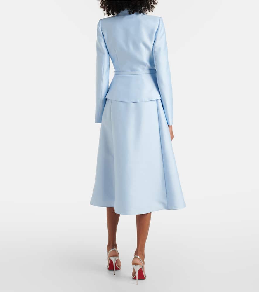 Self-portrait Midi Taffeta Dress In Blue
