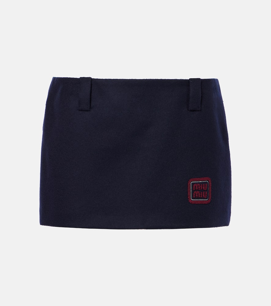 Miu Miu Navy Blue Velour Miniskirt In Blau