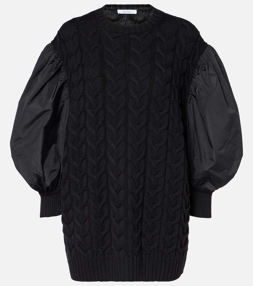 Max Mara Womens Black Ancella Balloon-sleeve Wool-knit Mini Dress In Black
