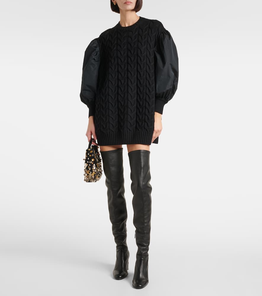 Max Mara Womens Black Ancella Balloon-sleeve Wool-knit Mini Dress In Black