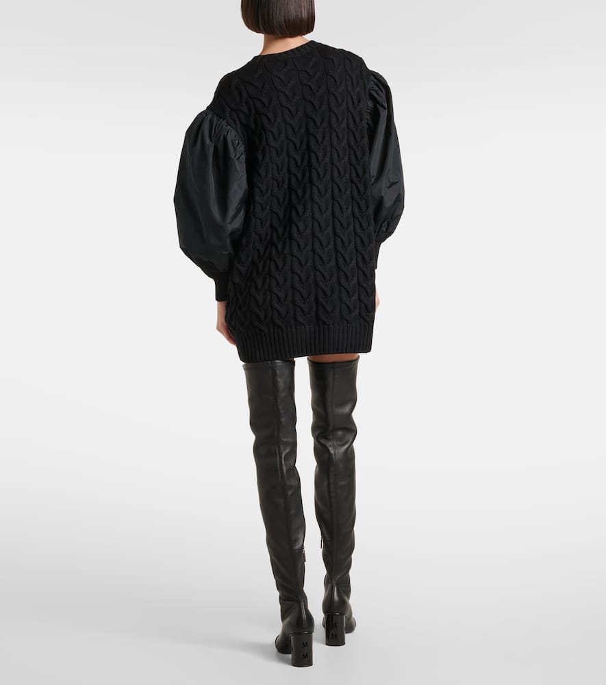 Max Mara Womens Black Ancella Balloon-sleeve Wool-knit Mini Dress In Black