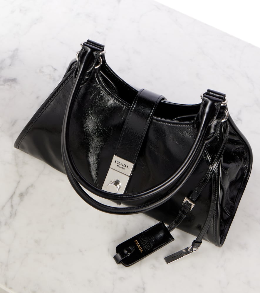 Prada Borsa Shopping Media In Pelle Nera Donna In Schwarz