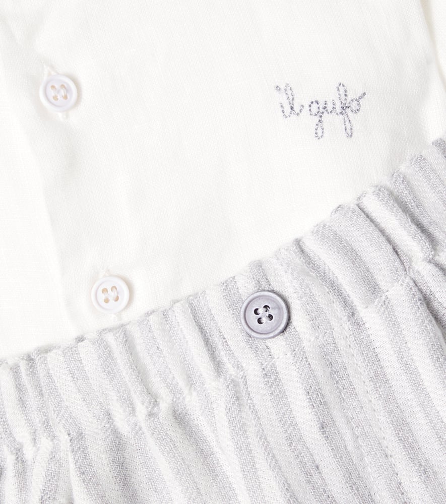Il Gufo Baby Linen Shirt And Bermuda Shorts Set In White