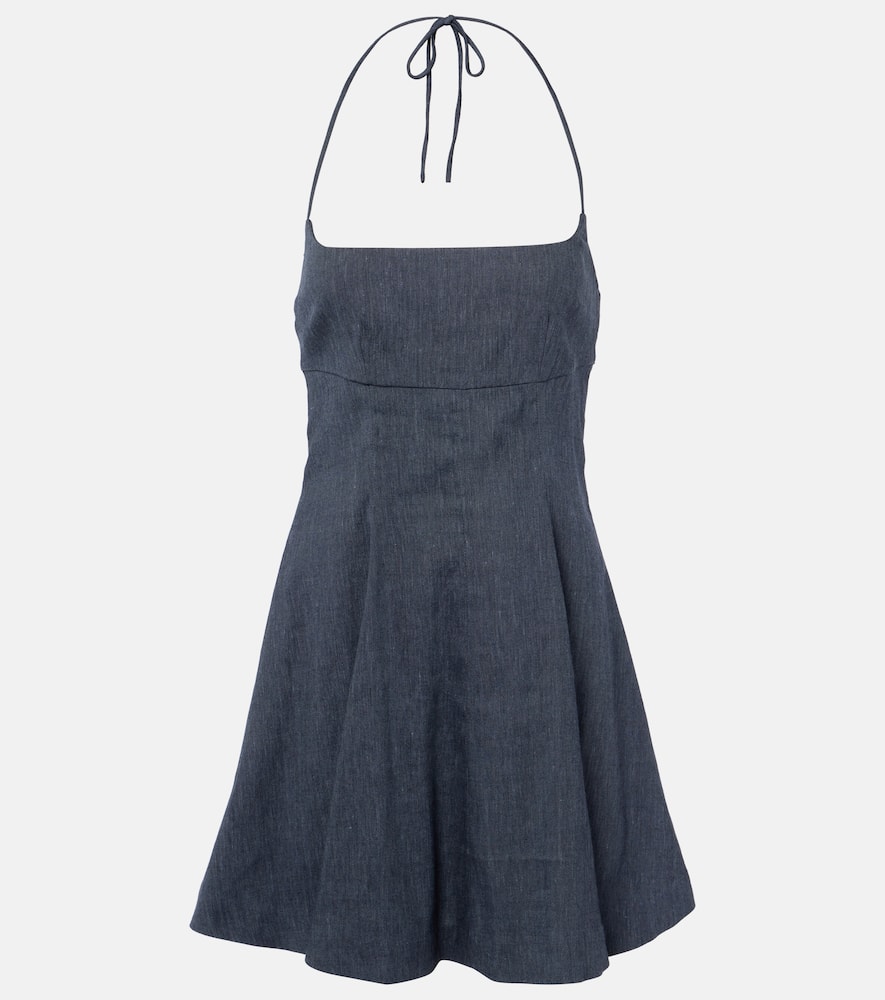 Leone linen-blend denim minidress