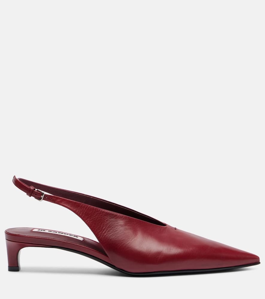 Jil Sander Pointy Leather Slingback Pumps In Red