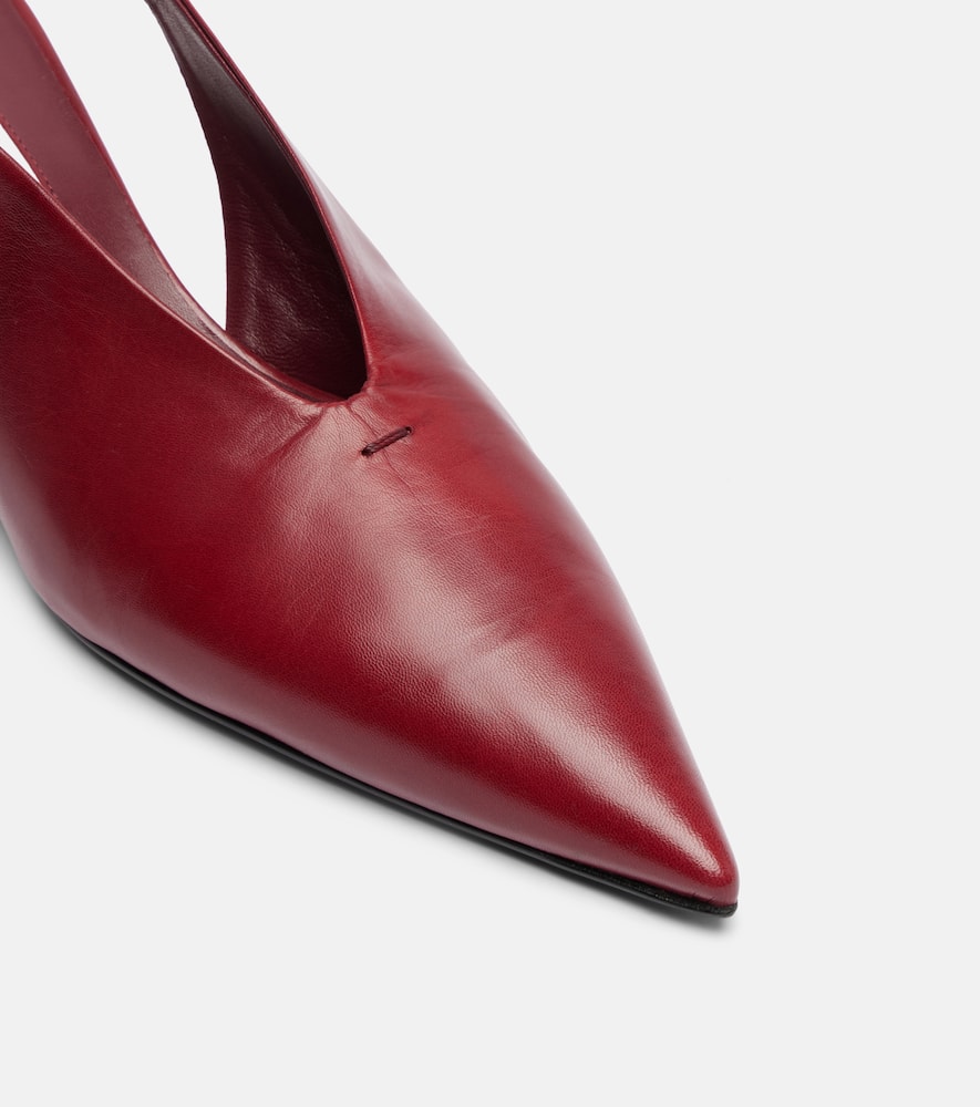 Jil Sander Pointy Leather Slingback Pumps In Red