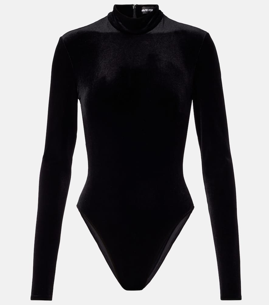 David Koma Velvet Bodysuit In Black