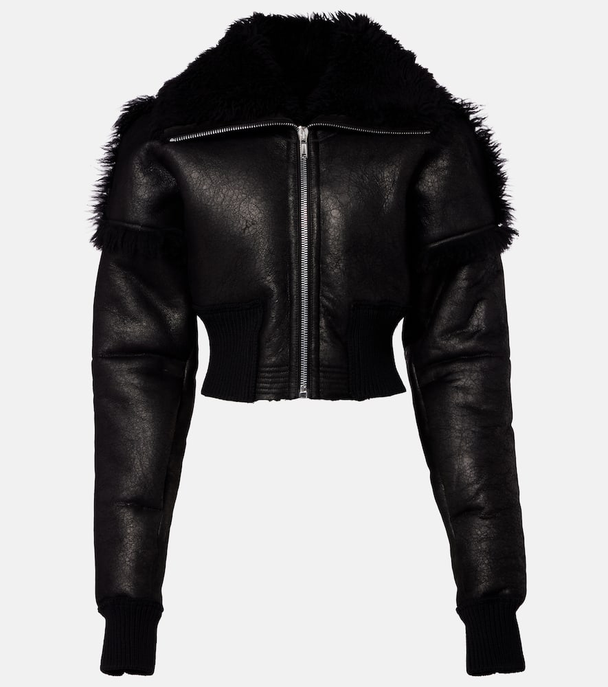 Flight cropped leather jacket