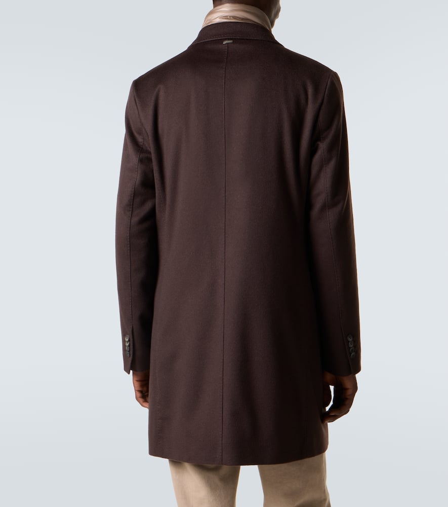 Herno Quilted Nylon-trimmed Cashmere Top Coat In Brown