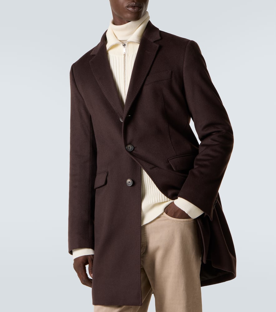 Herno Quilted Nylon-trimmed Cashmere Top Coat In Brown