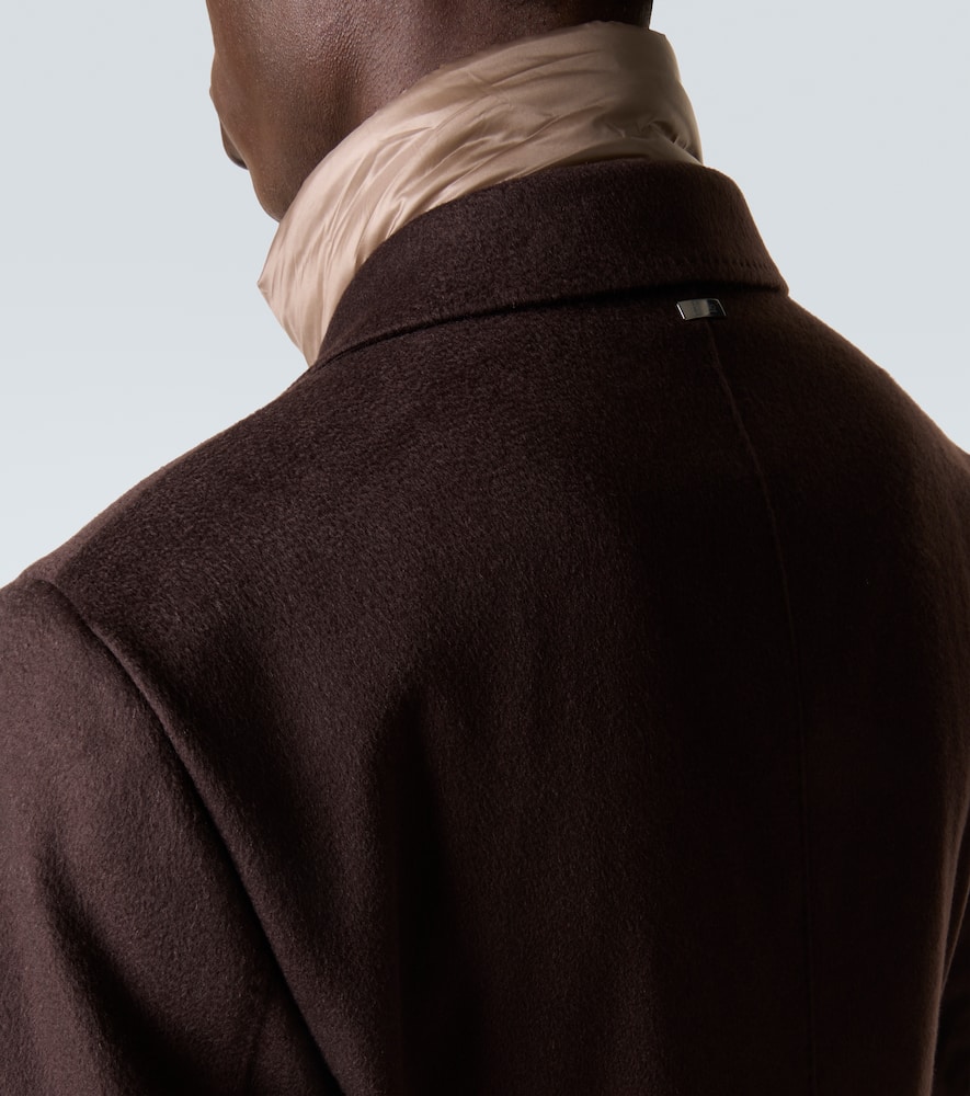 Herno Quilted Nylon-trimmed Cashmere Top Coat In Brown