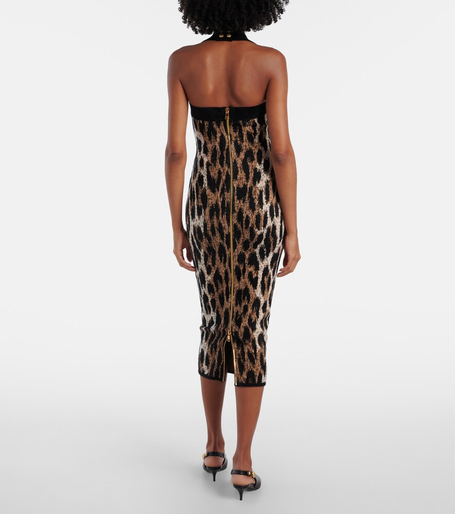  Balmain Balmain Animal-printed Halterneck Maxi Dress 
