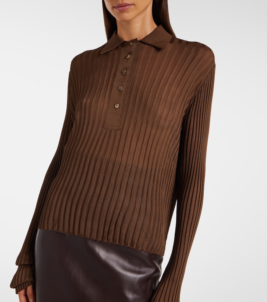 Vin Ribbed-Knit Sheer Polo