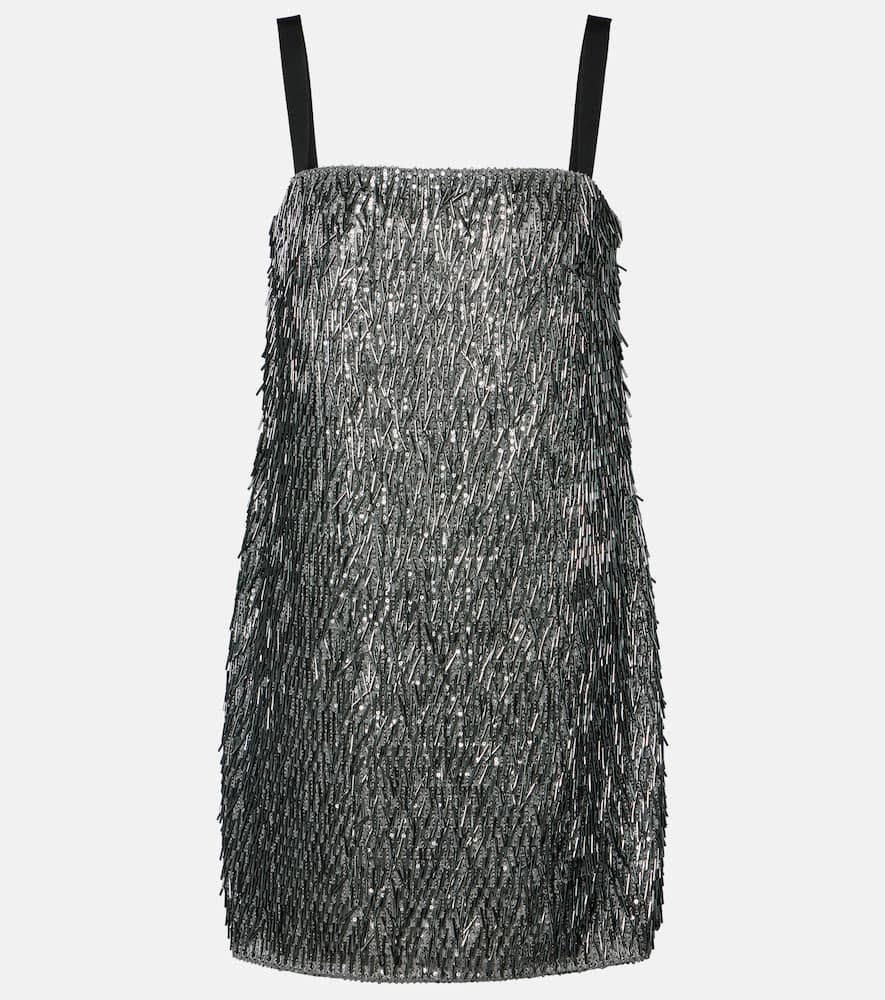 Dolce & Gabbana Mini Dress With Spaghetti Straps And Sequins In Black