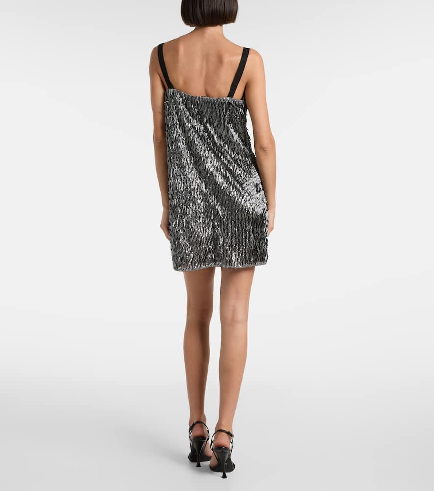 Dolce & Gabbana Mini Dress With Spaghetti Straps And Sequins In Black