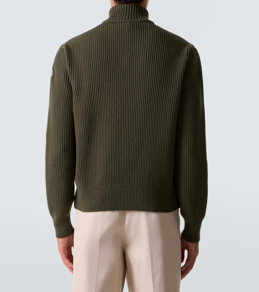 Moncler Men Nylon Down Jacket With Wool And Cashmere Sleeves In Green