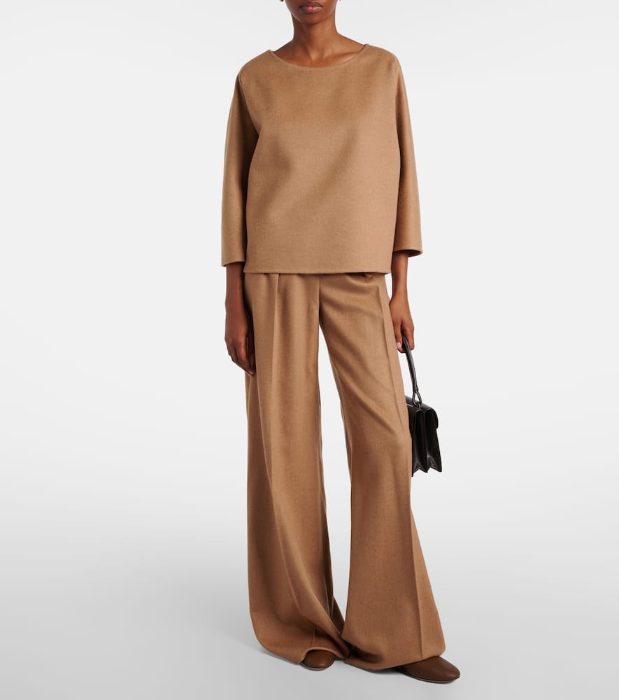 Max Mara Radioso Camel Hair Blouse In Sand