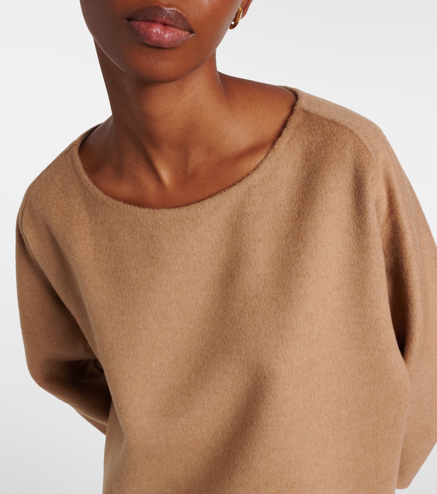 Max Mara Radioso Camel Hair Blouse In Sand