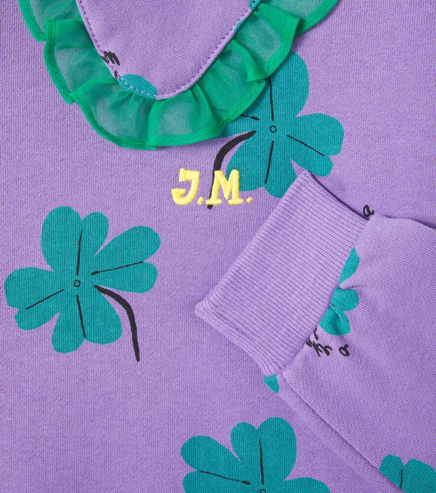 Jellymallow Lucky Clover Printed Ruffled Cotton Sweatshirt In Green