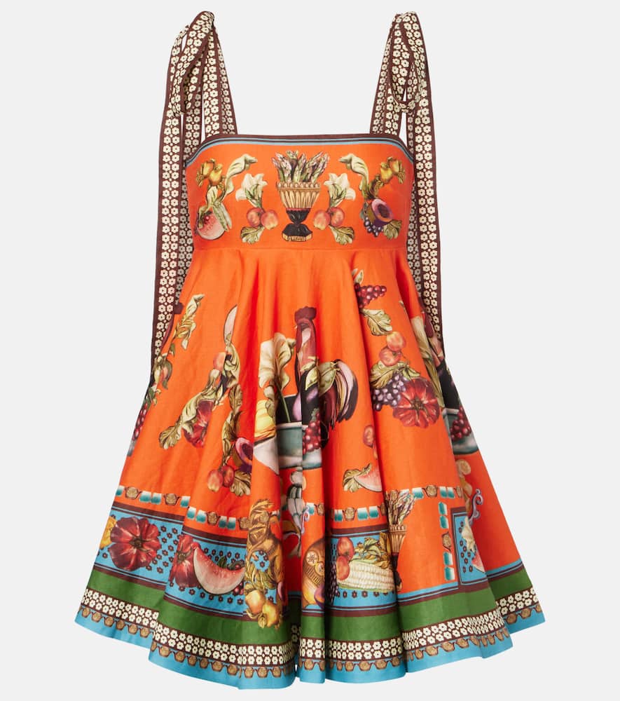 Alemais Alémais Rocco Printed Linen Minidress In Orange