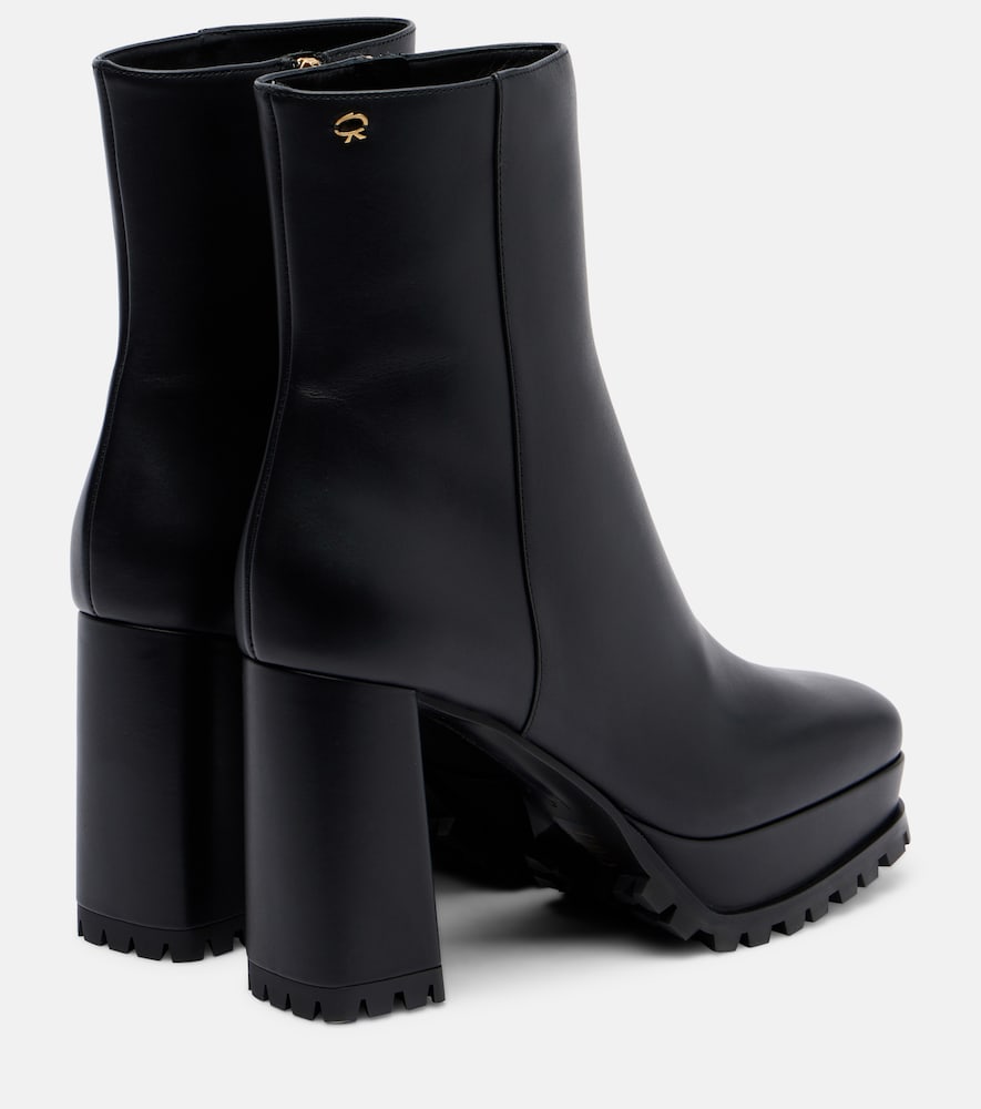 Harlem Leather Platform Ankle Boots