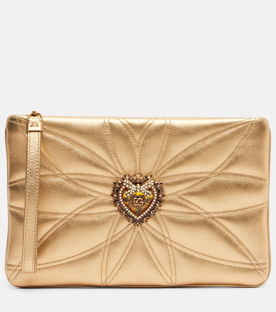 Dolce & Gabbana Devotion Mini metallic leather pouch