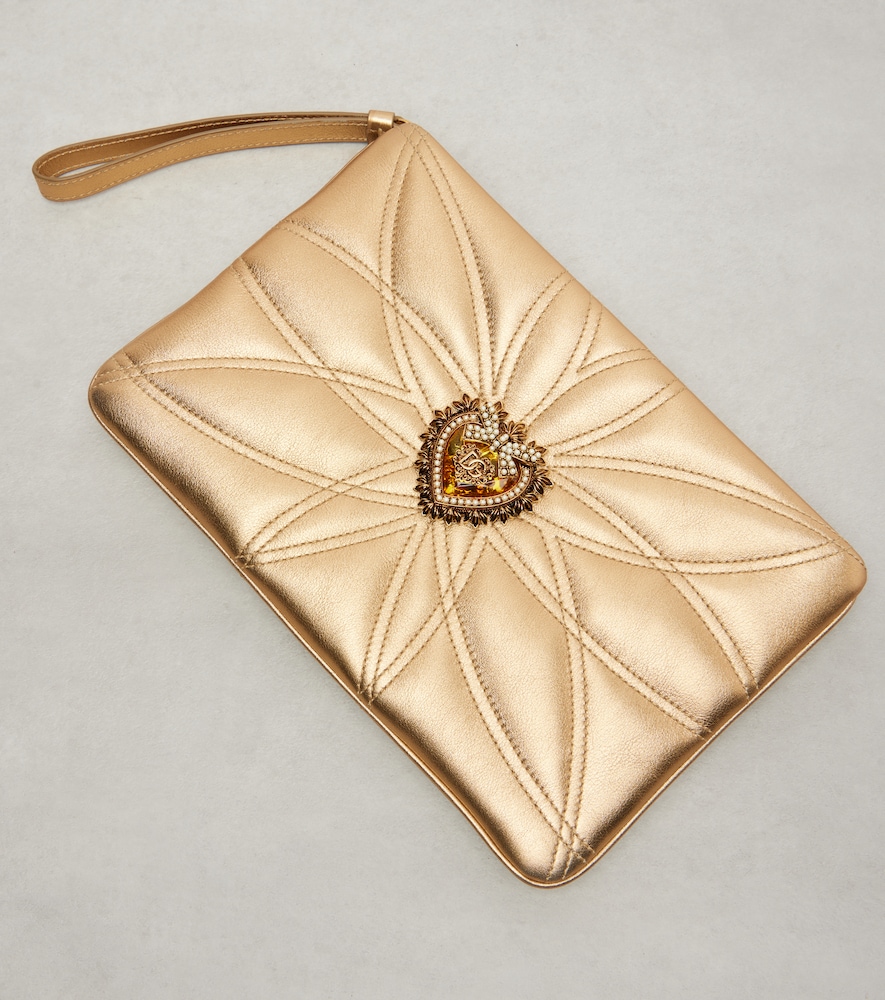  Dolce&gabbana Dolce&gabbana Devotion Mini Metallic Leather Pouch 