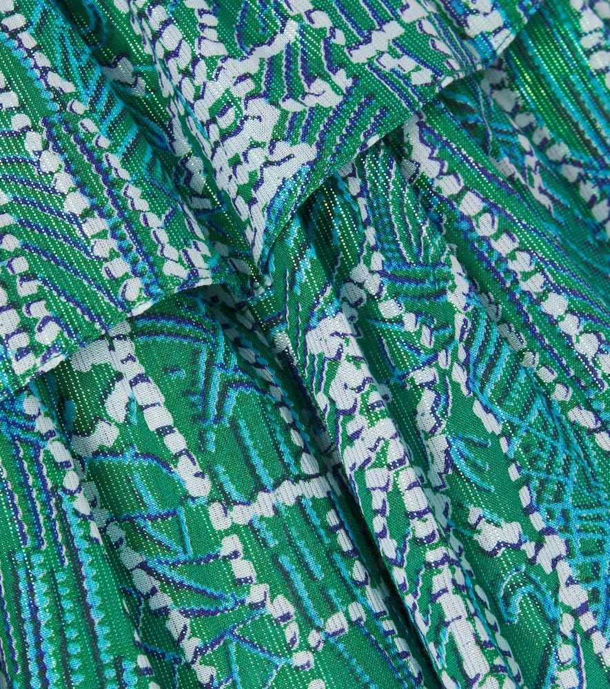 Poupette St Barth Lilas Printed Ruffled Cotton-blend Skirt In Blue