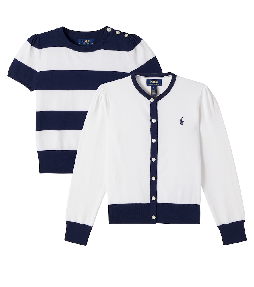 Polo Ralph Lauren Kids White Knitted Cotton Top And Cardigan Set Y Size 7 - Mytheresa
