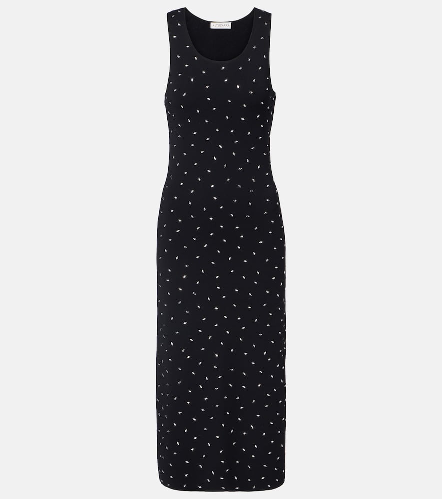 Altuzarra Geordie Embellished Jersey Midi Dress In Black