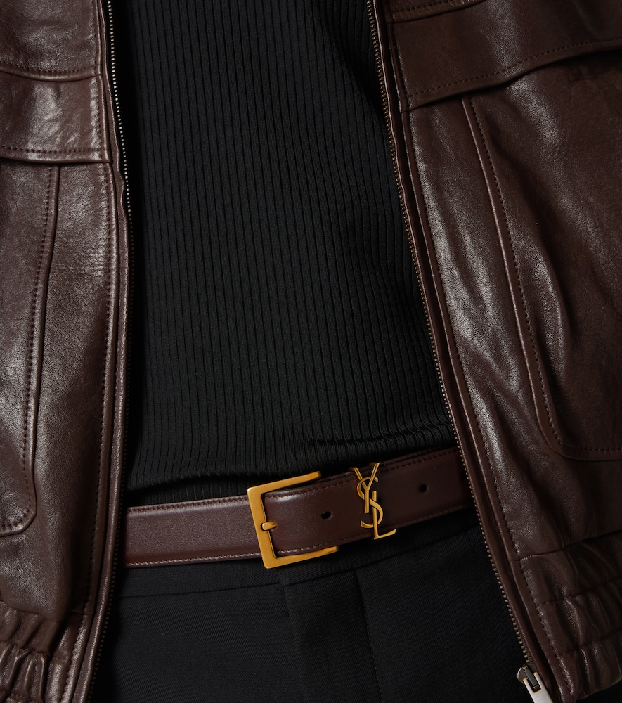  Saint Laurent Saint Laurent Cassandre Vadim Leather Belt 