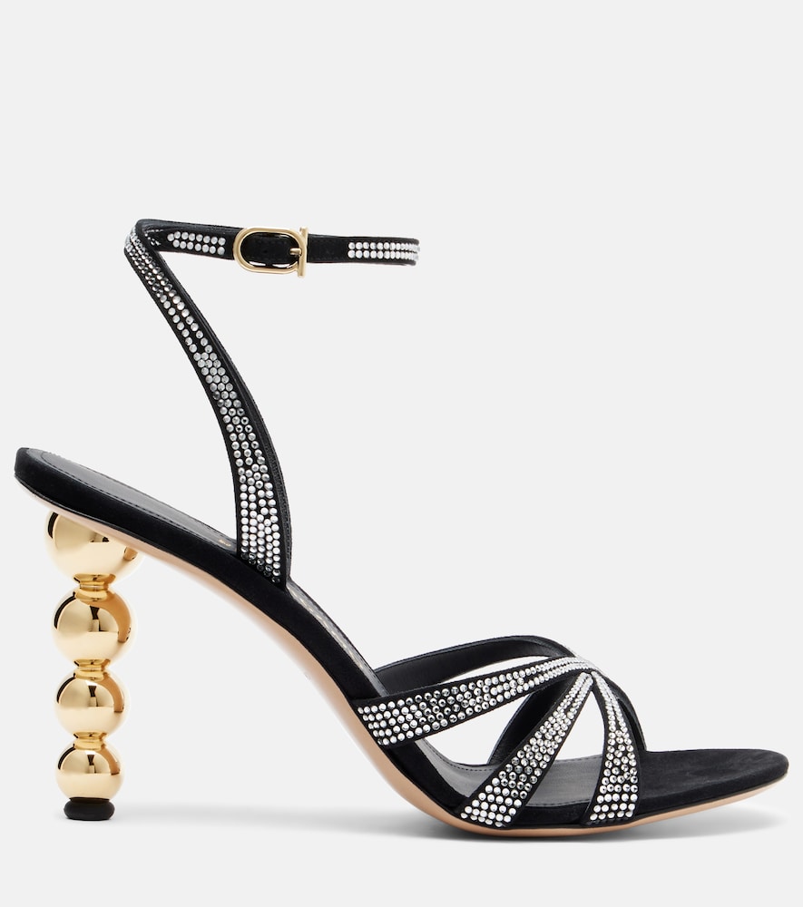  Ferragamo Ferragamo Sandalen 90 Aus Veloursleder Mit Kristallen 