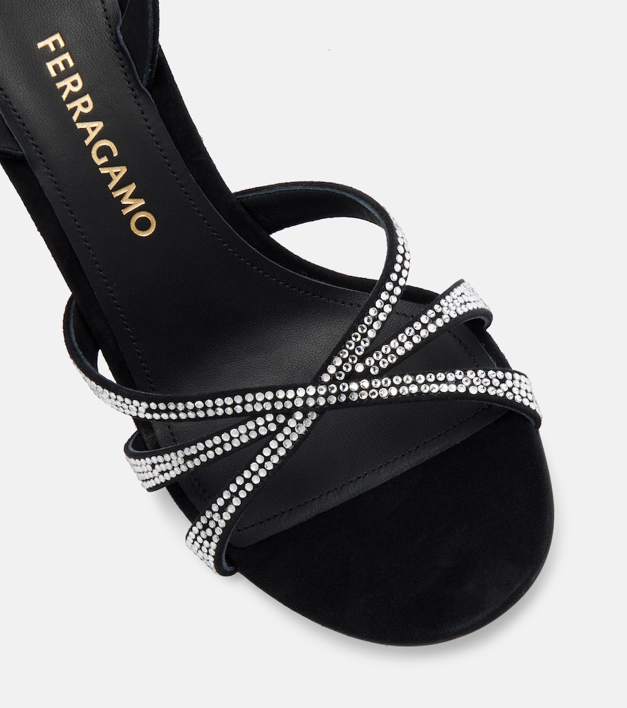  Ferragamo Ferragamo Sandalen 90 Aus Veloursleder Mit Kristallen 