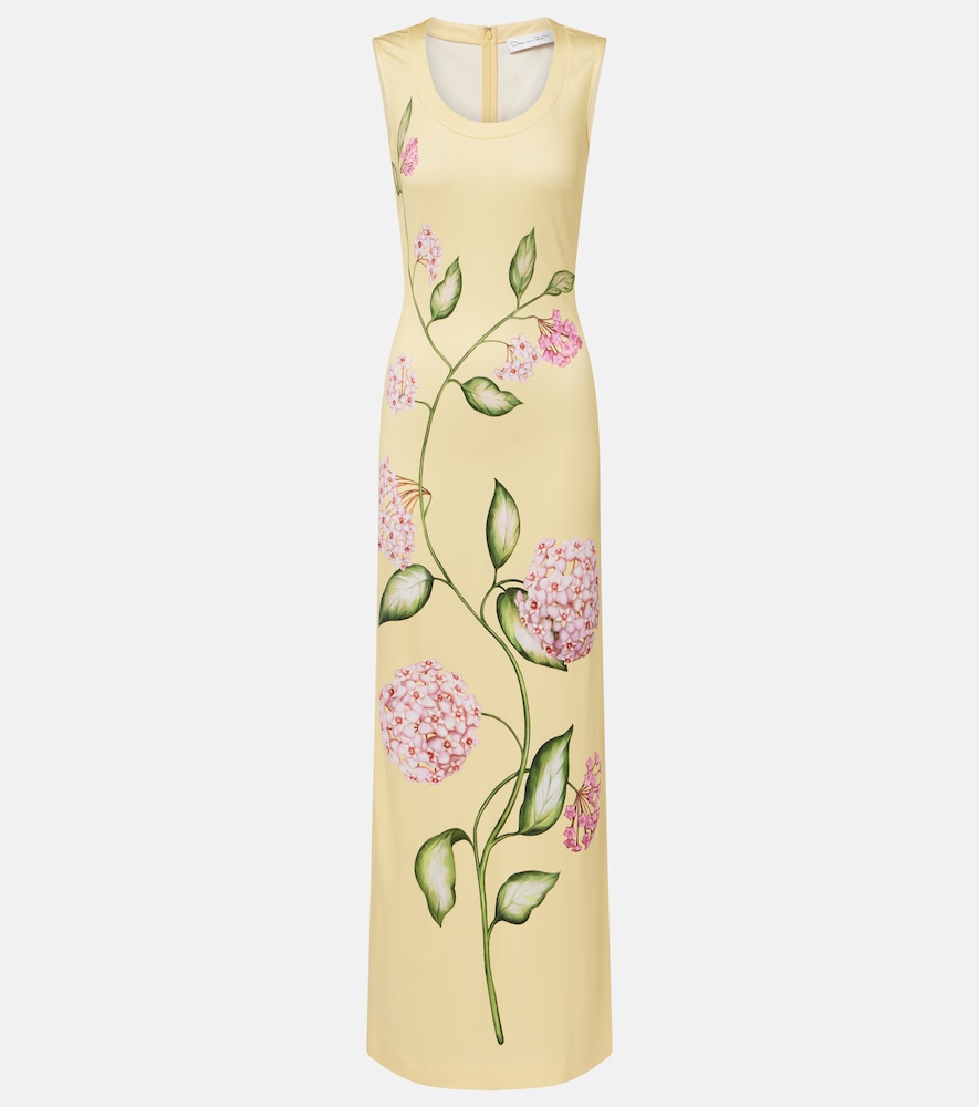Oscar de la Renta Porcelain Flower jersey maxi dress