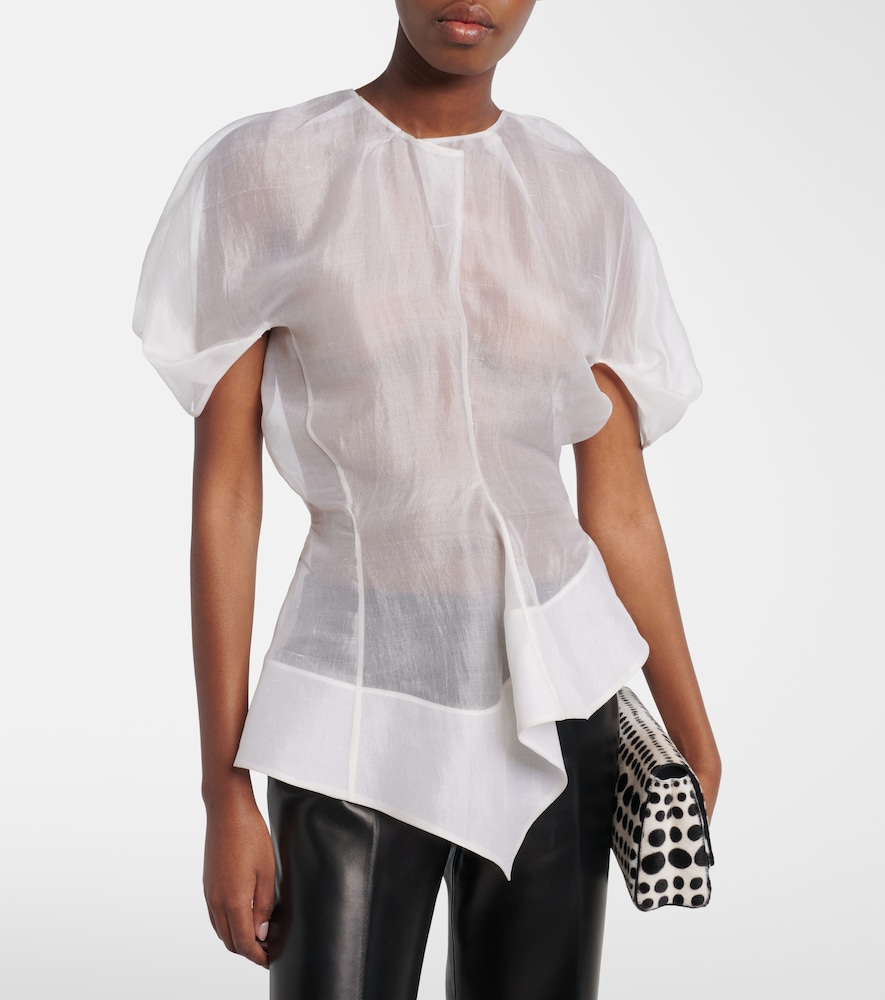 Khaite Rumi sheer peplum silk top