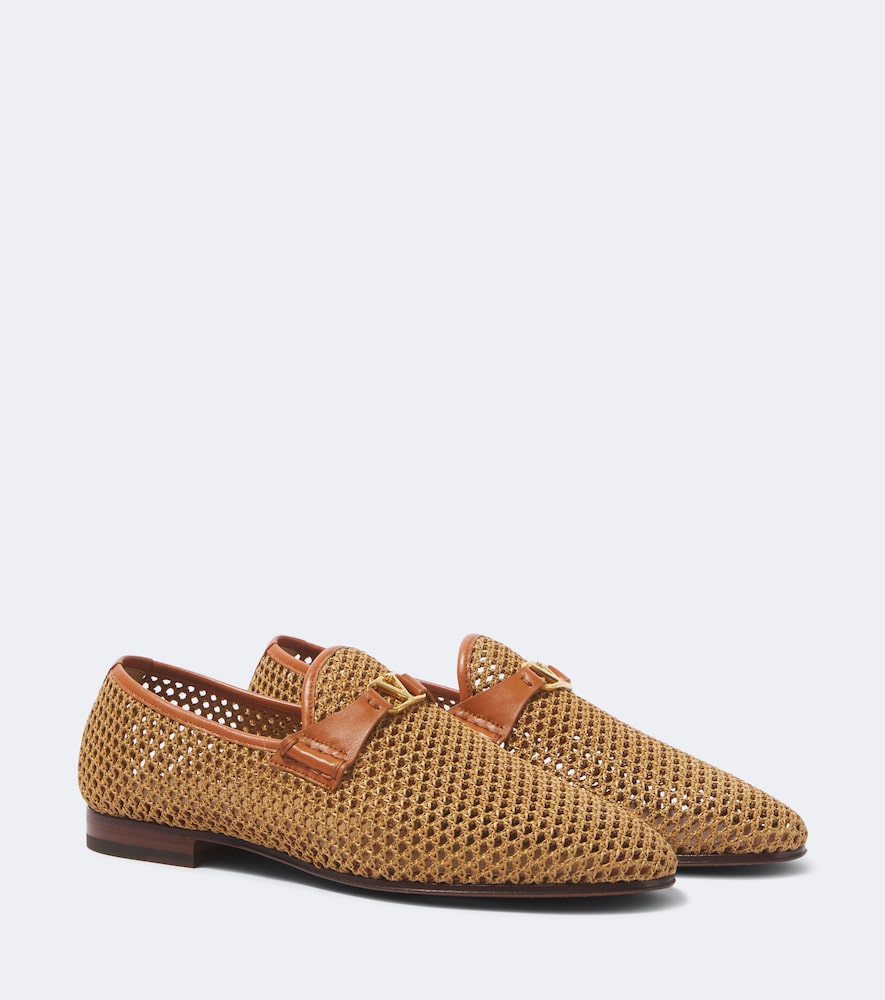 Mocassini Wolfe VLogo in rafia con pelle