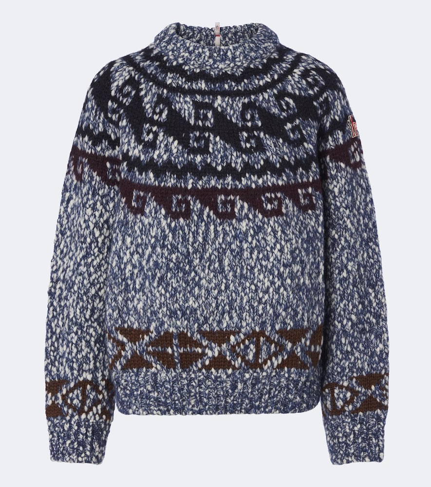 Moncler Grenoble Women's Blue Fair Isle Wool And Alpaca-Blend Sweater UK Size 14 - Mytheresa - Image 1