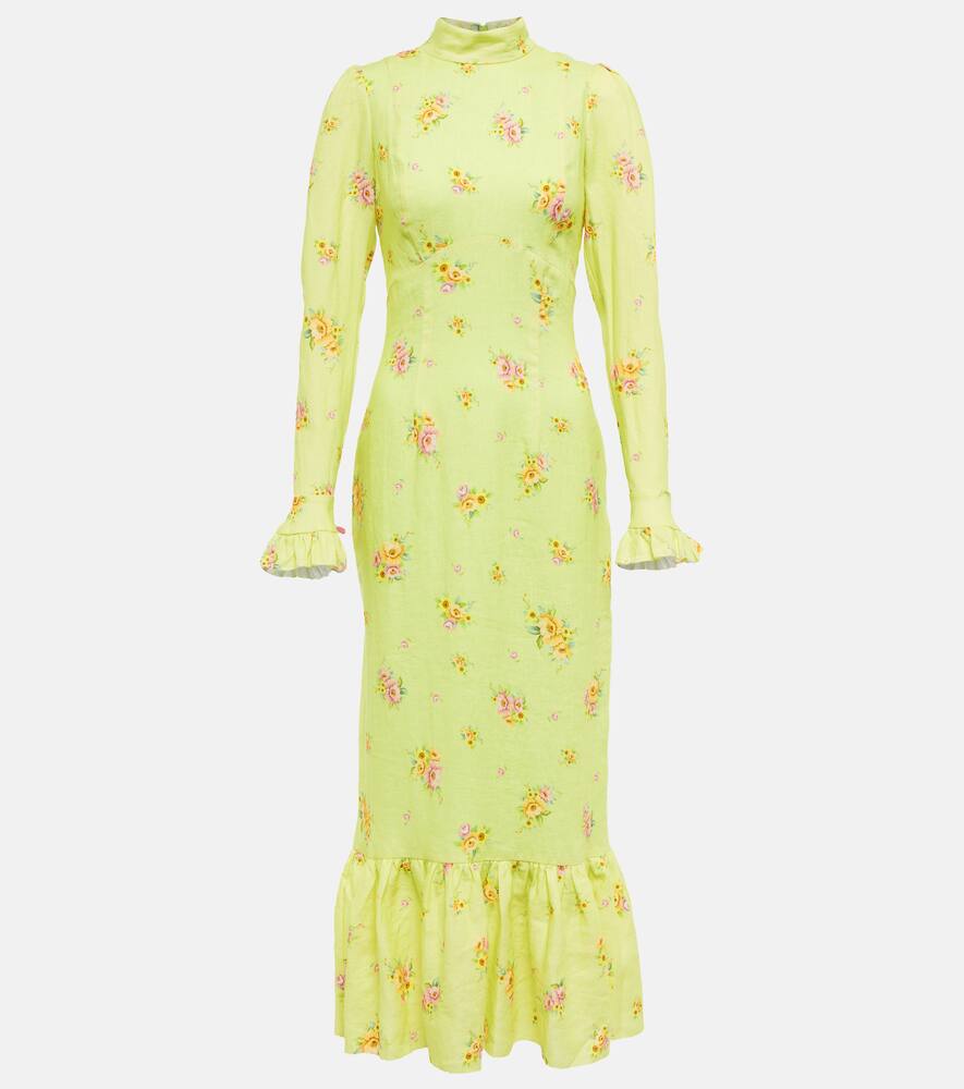 ALEMAIS ALÉMAIS CLEMENTINE FLORAL LINEN MIDI DRESS